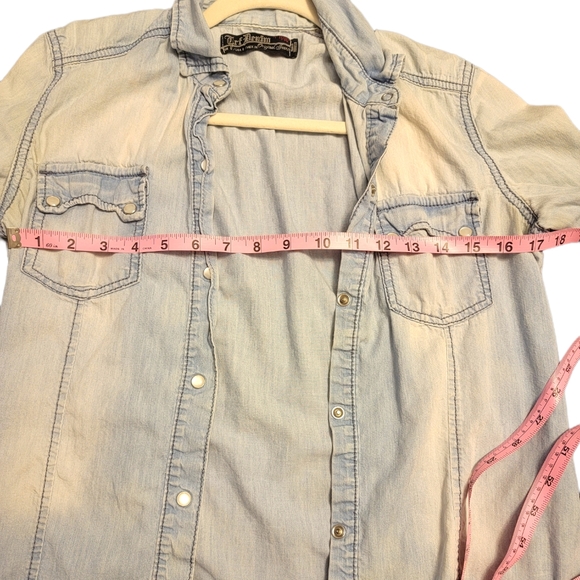 Blue denim button up top - Picture 4 of 6